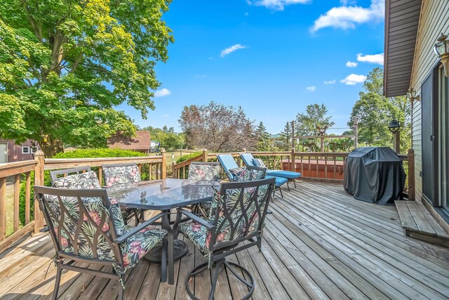 deck featuring area for grilling