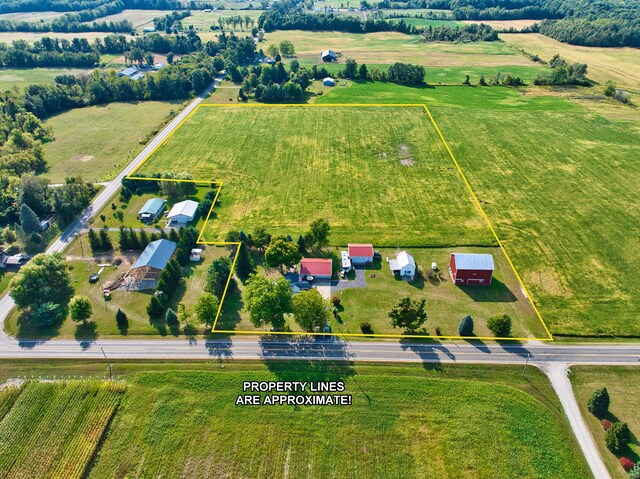 aerial view with a rural view