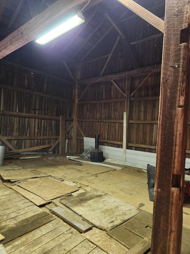 miscellaneous room featuring vaulted ceiling