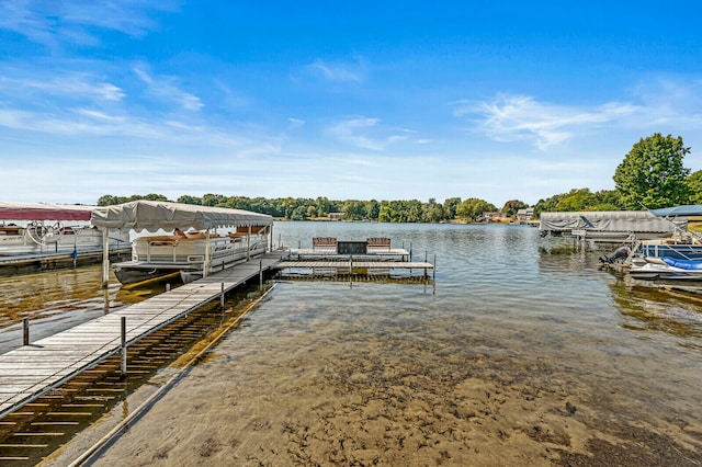 view of dock featuring a water view