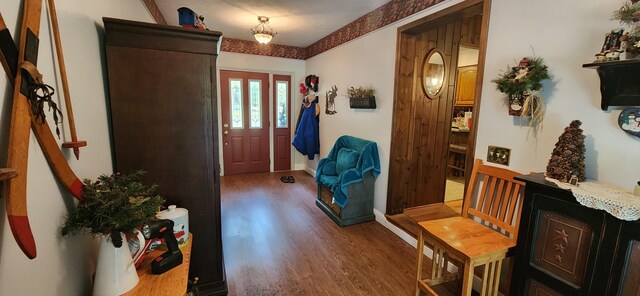 foyer entrance with wood-type flooring