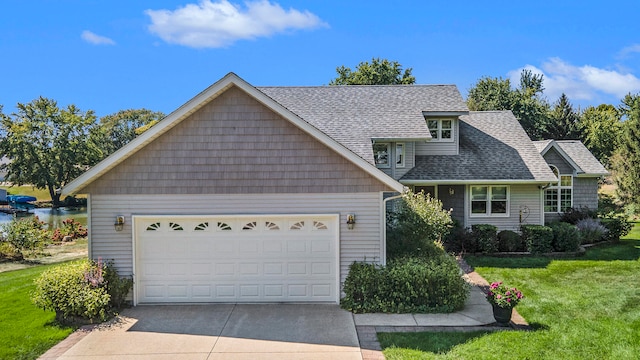 view of front of home with a garage and a front yard