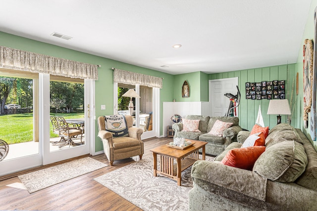 living room with wood-type flooring