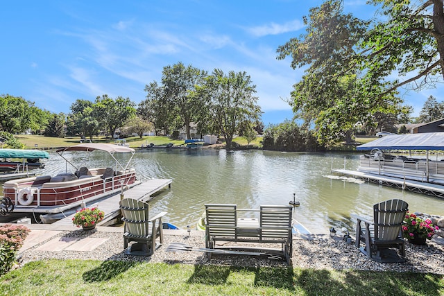 view of dock featuring a water view