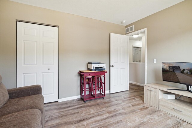 interior space with light hardwood / wood-style flooring