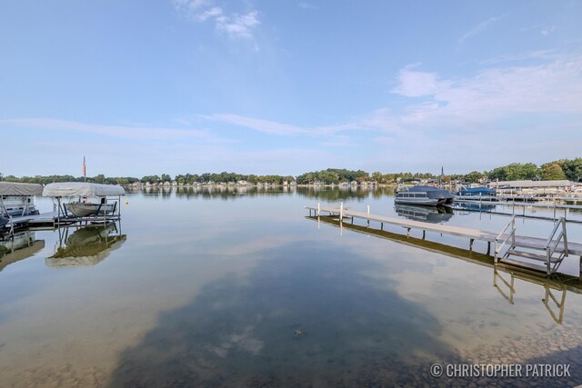 dock area featuring a water view