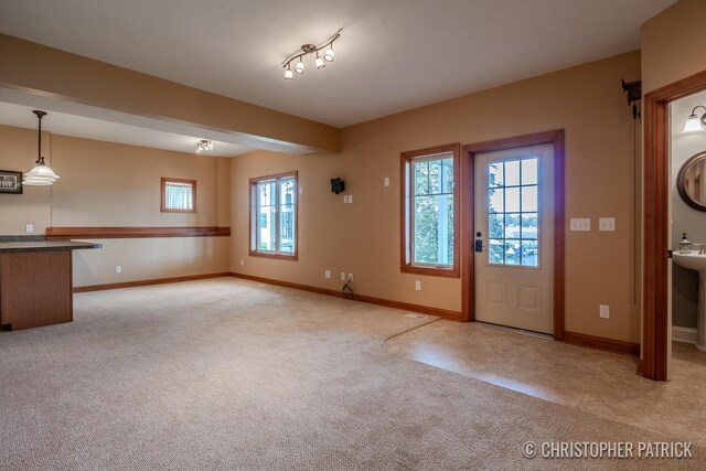 foyer with track lighting and a healthy amount of sunlight