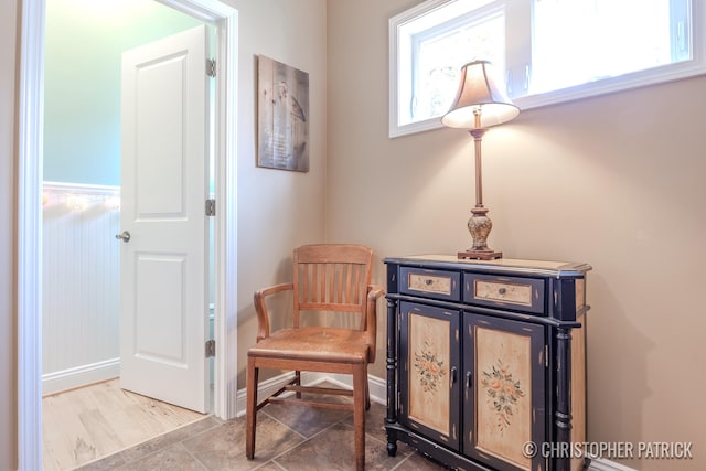 sitting room featuring hardwood / wood-style flooring