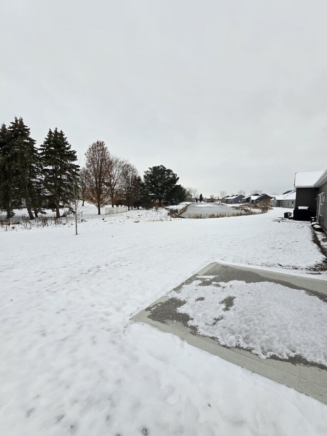 view of yard layered in snow