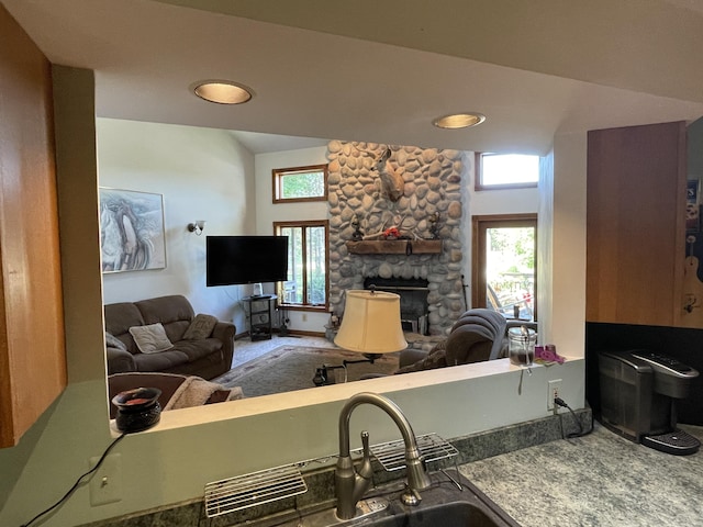 2622 S Sheridan Rd, Caro, MI 48723 - living area with a stone fireplace