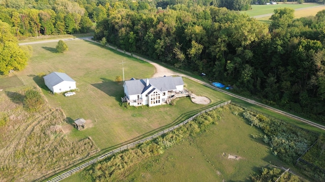 aerial view with a rural view