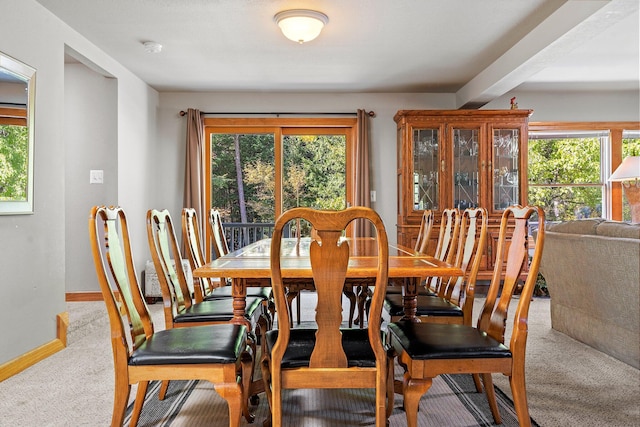 view of carpeted dining room