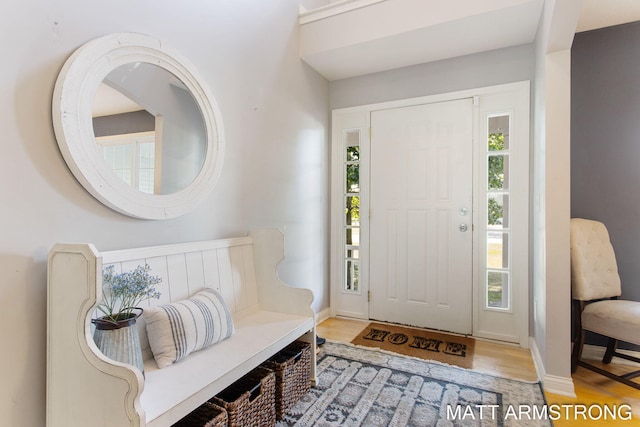 foyer with hardwood / wood-style floors