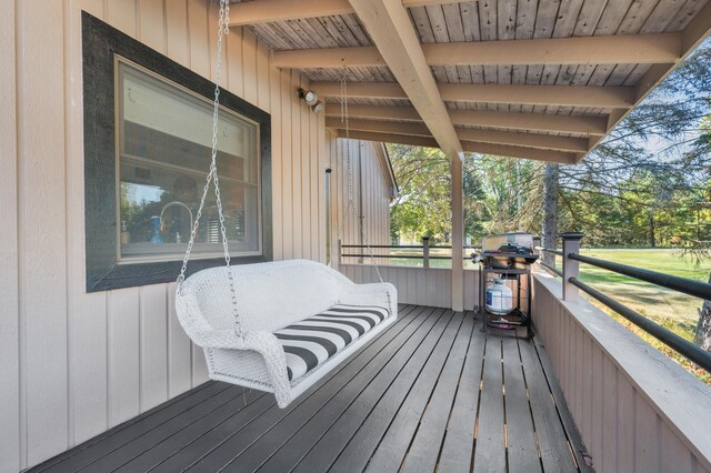 deck featuring area for grilling