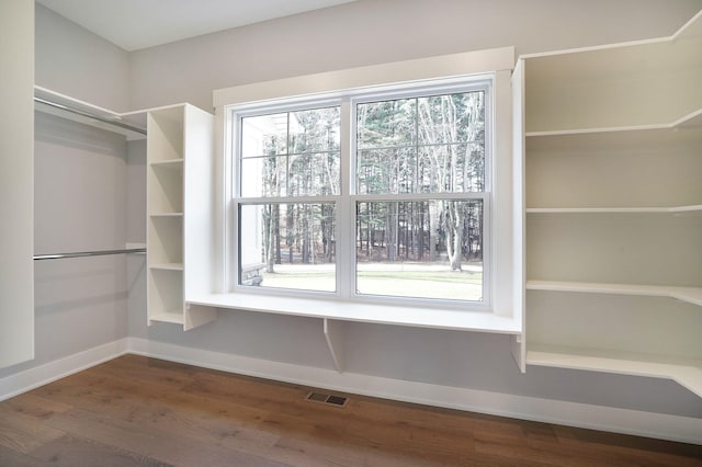 spacious closet with hardwood / wood-style floors