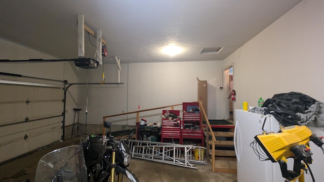 garage with a garage door opener