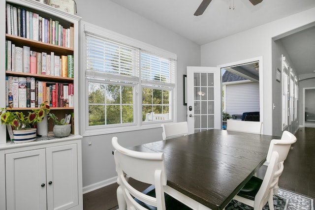 dining area featuring ceiling fan