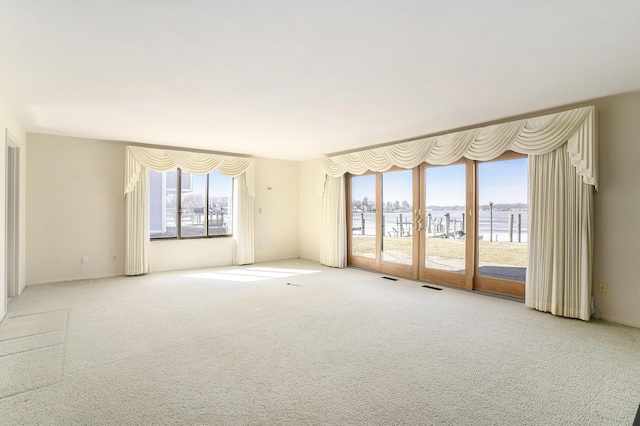 spare room featuring visible vents and carpet floors