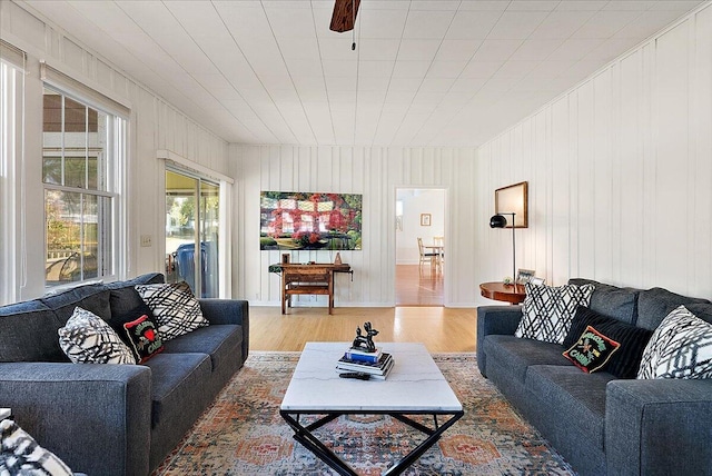 202 Oak St, South Haven, MI 49090 - living room featuring a ceiling fan and light wood-style flooring