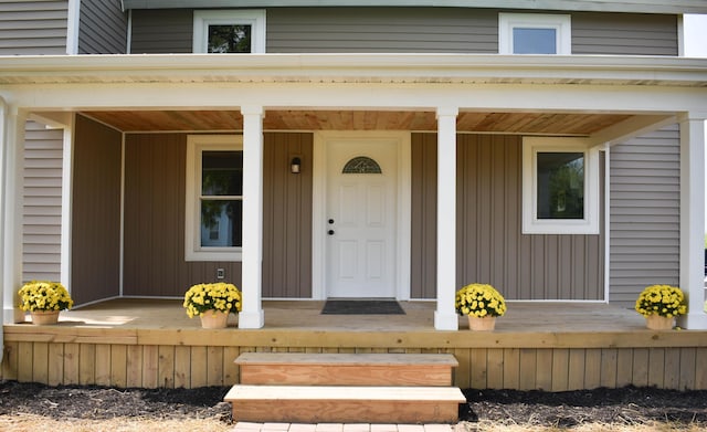 property entrance with a porch