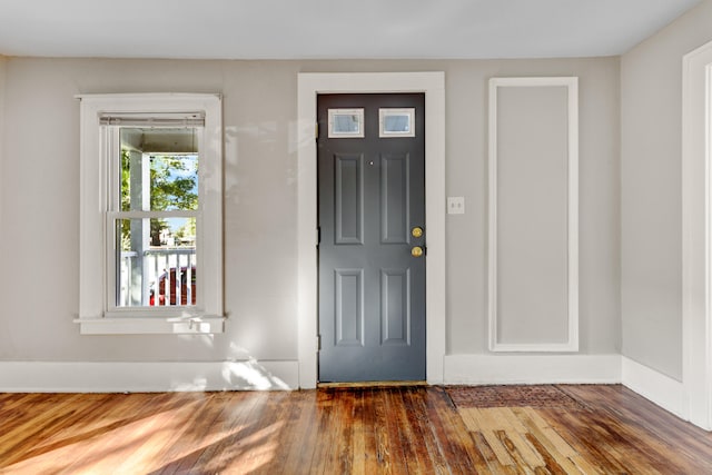 entrance foyer with dark hardwood / wood-style flooring