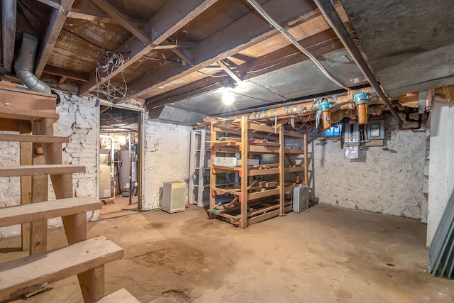 basement featuring water heater