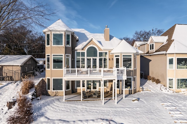 view of snow covered property