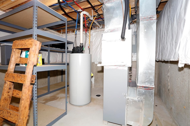 utility room with gas water heater