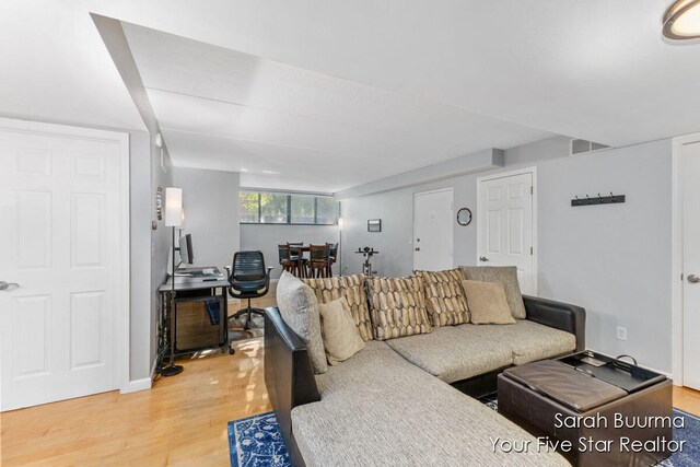 living room featuring wood-type flooring