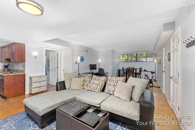 living room with wood-type flooring