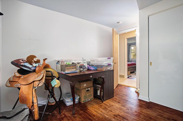 office space featuring dark hardwood / wood-style floors