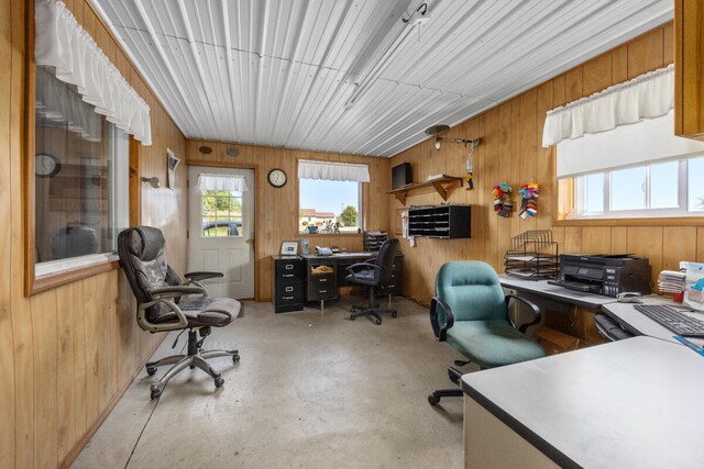 office with wooden walls