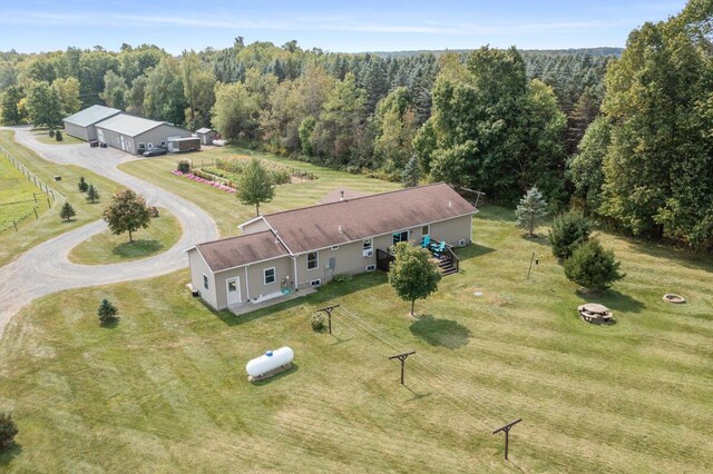 drone / aerial view featuring a rural view