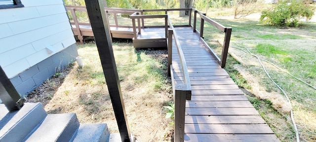 view of yard featuring a wooden deck