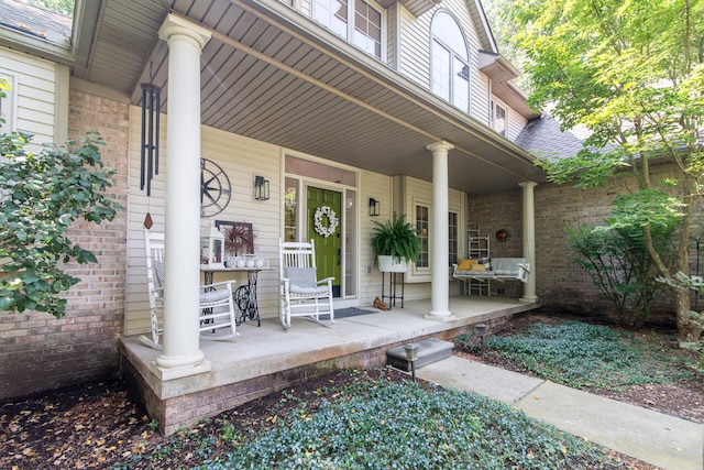 view of patio featuring covered porch