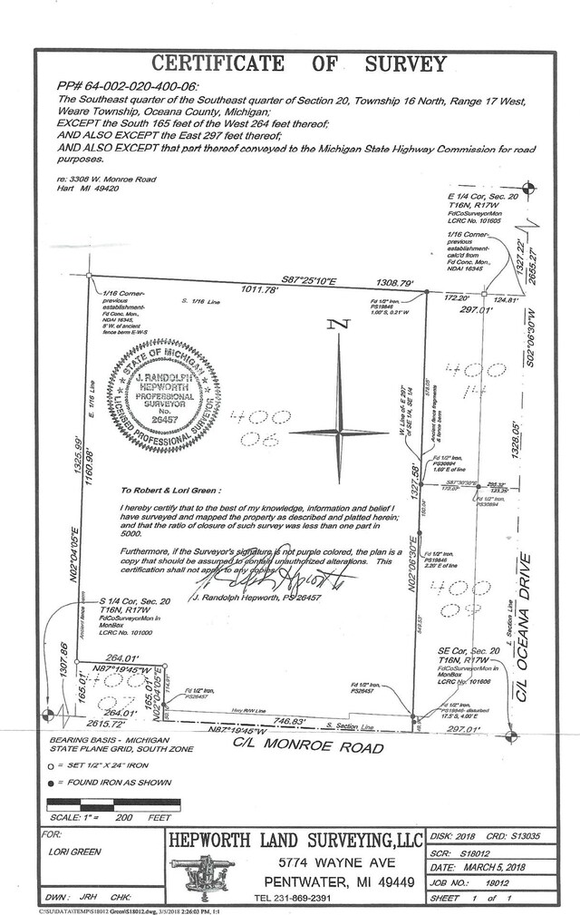 3308 W Monroe Rd Lot C 25.74Acres, Hart, MI 49420