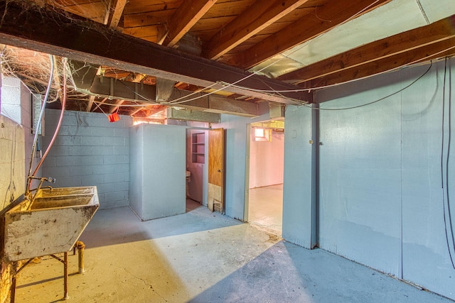 basement with sink