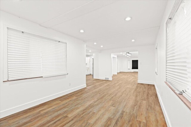 unfurnished living room with light hardwood / wood-style floors