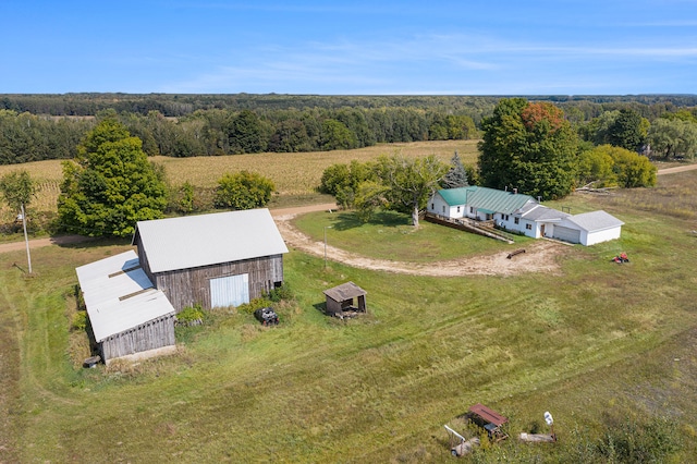 drone / aerial view featuring a rural view