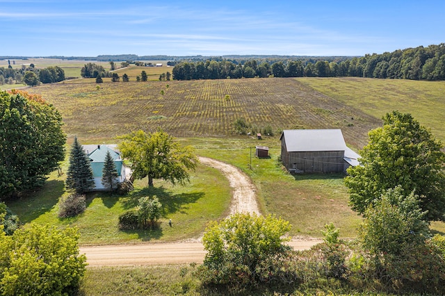 bird's eye view with a rural view