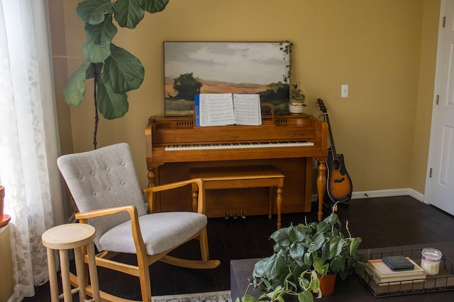 sitting room featuring dark hardwood / wood-style floors