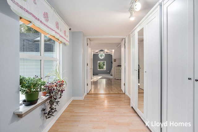 corridor featuring light hardwood / wood-style floors