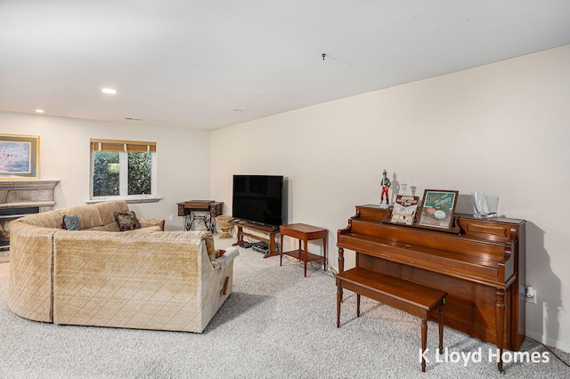 living room with carpet floors