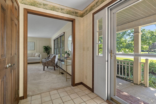 interior space with light colored carpet