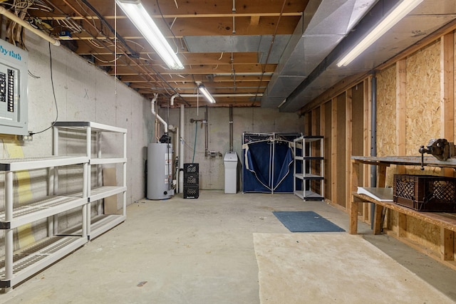 basement with water heater