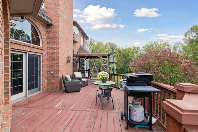 deck featuring grilling area