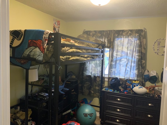 bedroom with a textured ceiling