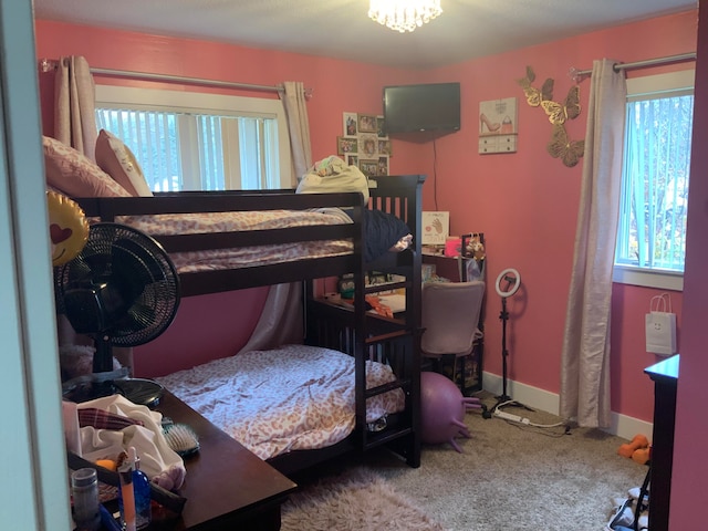 bedroom with carpet floors