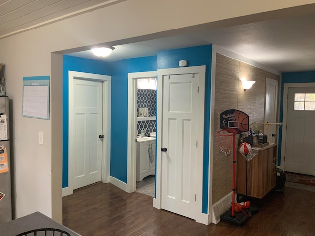 hall featuring dark hardwood / wood-style floors