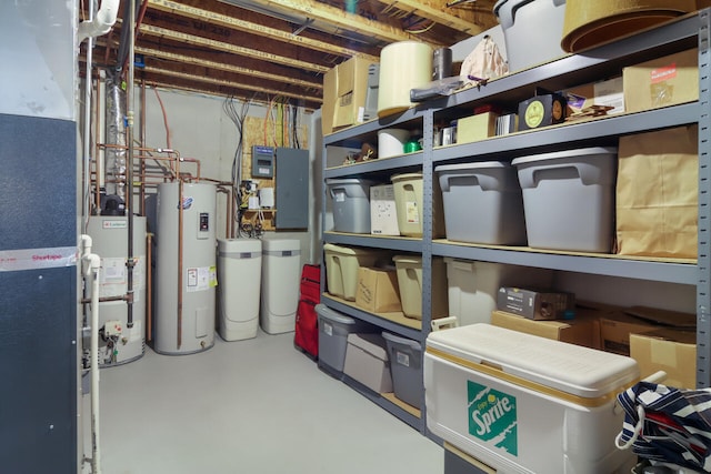 storage area with water heater